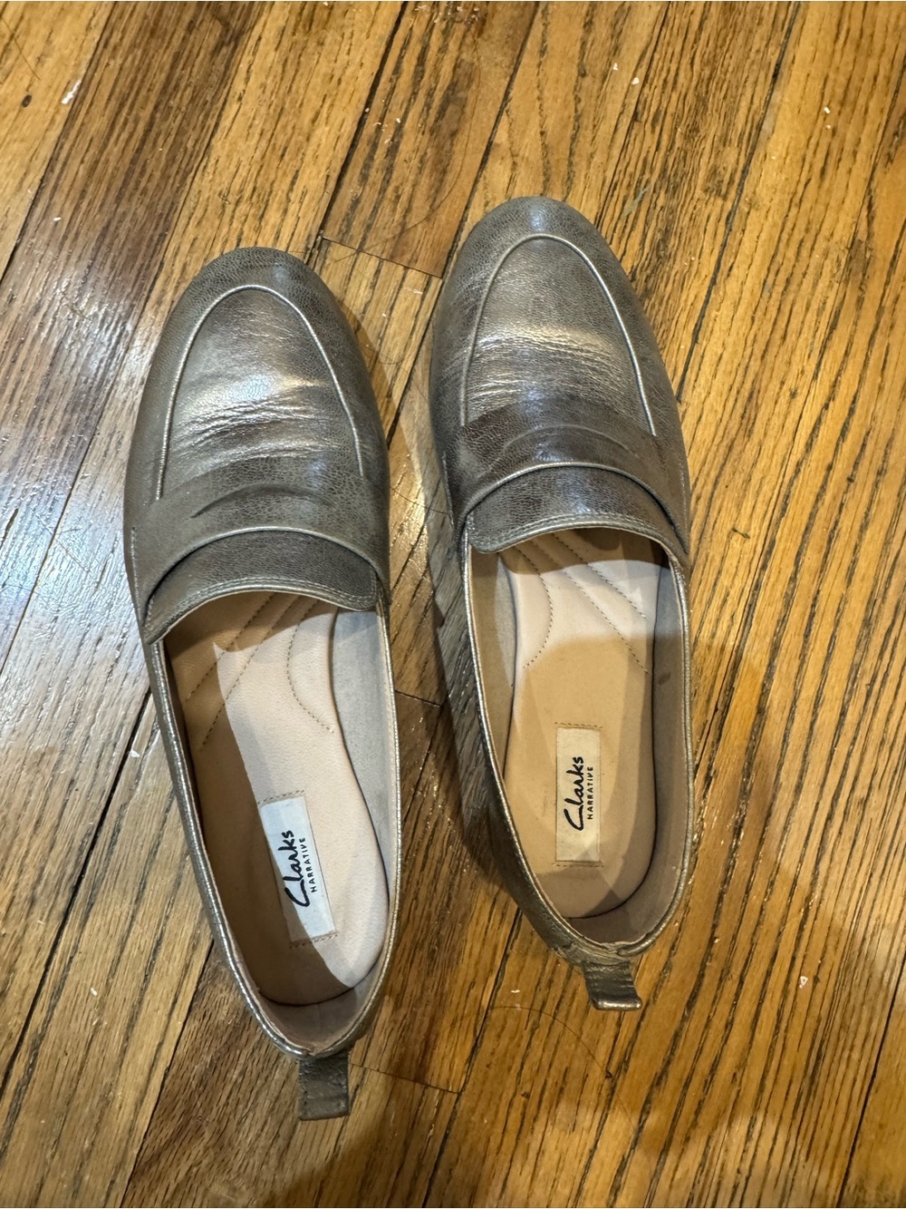 Clarks Metallic Taupe Slip-On Loafers
